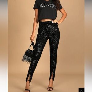NWT Lulus Sequin Black Pants